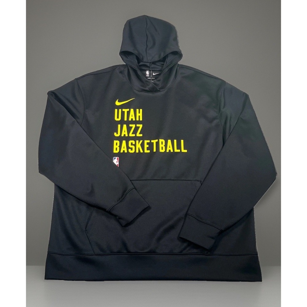 Nike Utah Jazz Basketball Dri-FIT Hoodie Mens Medium Black Yellow FB3711-010